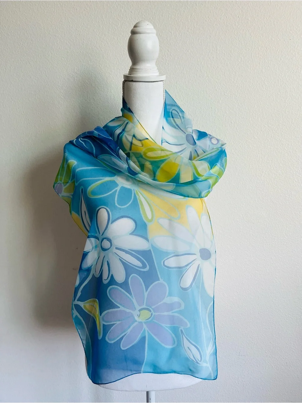 Floral in Blue and Yellow scarf 14/44 inches